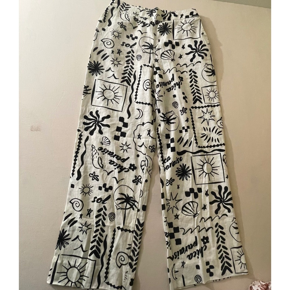 Rachel Zoe Black & White Wide-Leg Pants
